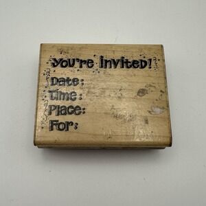 JRL Design Confetti Invitation N107 Birthday Wood Mount Rubber Stamp Vintage 90s